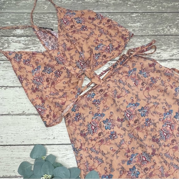 Aakaa Paisley Boho Wrap Skirt Crop Top Set - Picture 1 of 10